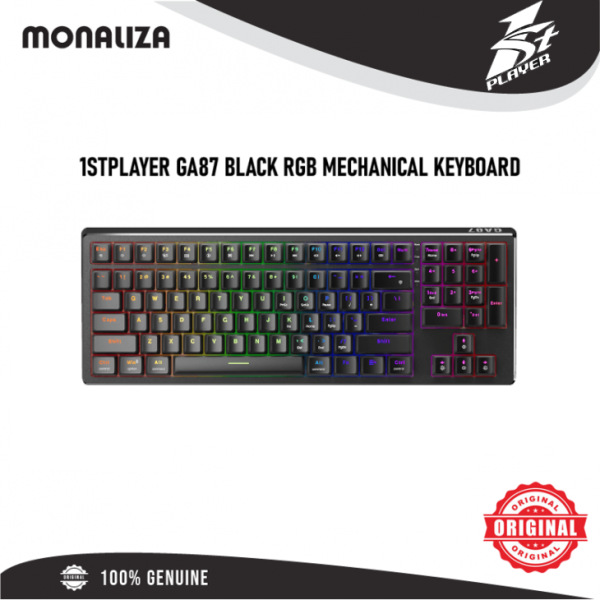 1st Player GA87 Black / White RGB Mechanical Keyboard - Red Switch